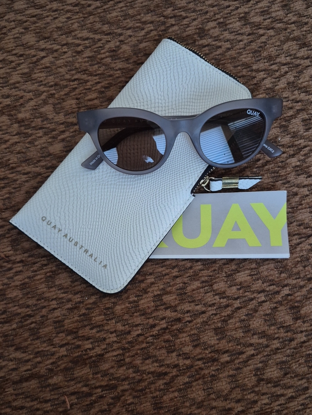 Quay Australia Matte Gray Cat Eye Sunglasses